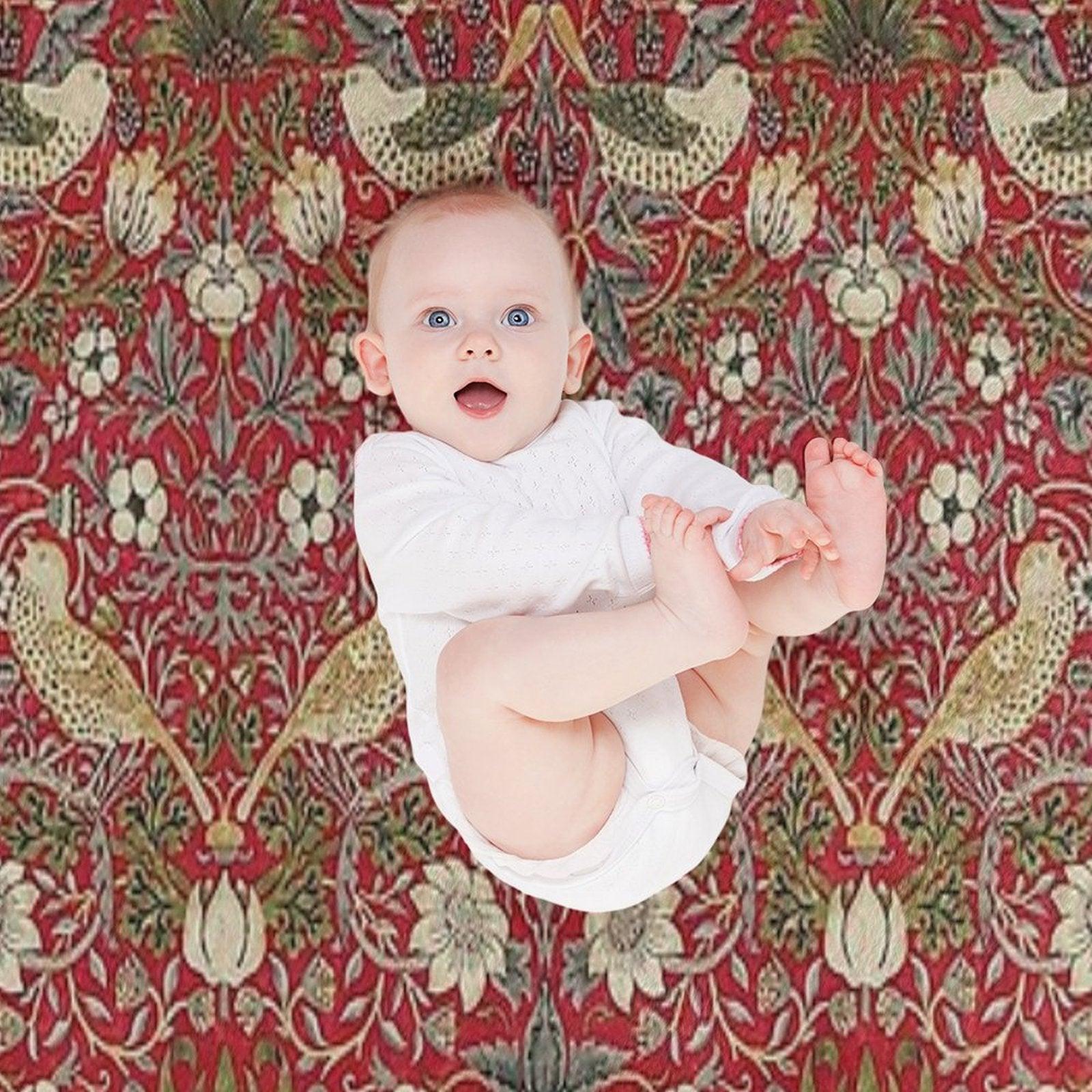 Strawberry Thief Crimson Vintage Pattern Throw Blanket
