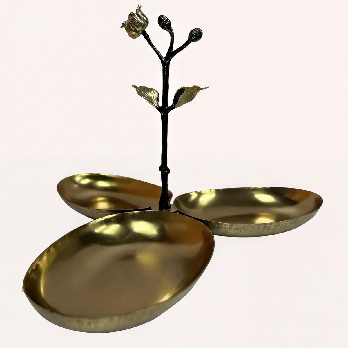 3 Bowl Condiment Server - Vintage Bronze Durable Metal Serving Set