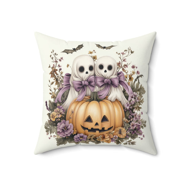 Microsuede Cushion / Halloween Art / Cottage Style Ghosts /