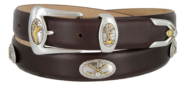 Bayside Genuine Full-Grain Cowhide Leather Designer Dress Golf Belt 1-1/8