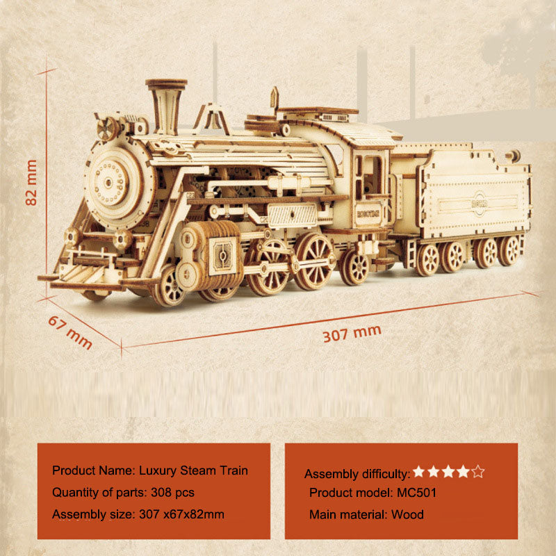 3DIY Hand Assembled Train Jeep Truck Children's Toy Boy Gift Wooden 3D Puzzle