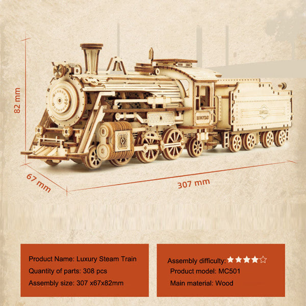 3DIY Hand Assembled Train Jeep Truck Children's Toy Boy Gift Wooden 3D Puzzle