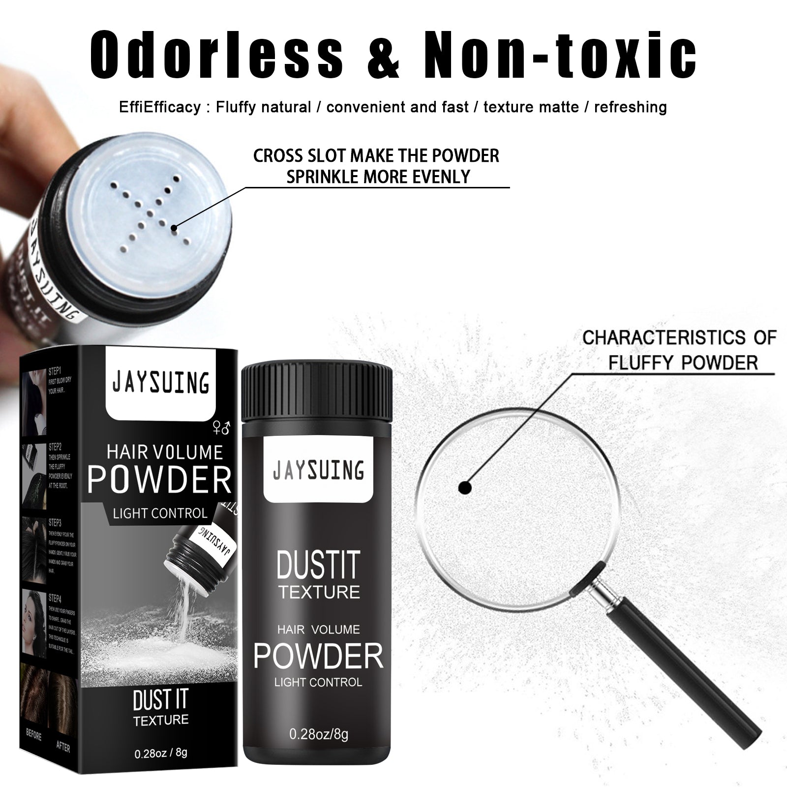 Hair Puff Powder Men's And Women's Hair Styling Care Leave-In Fluffy Refreshing Gentle Puff Powder