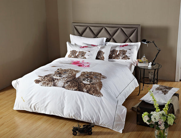 Dolce Mela 100% Cotton Bedding Duvet Cover Sheet Set - Baby Leopards Print - Gifts for You 'n Me