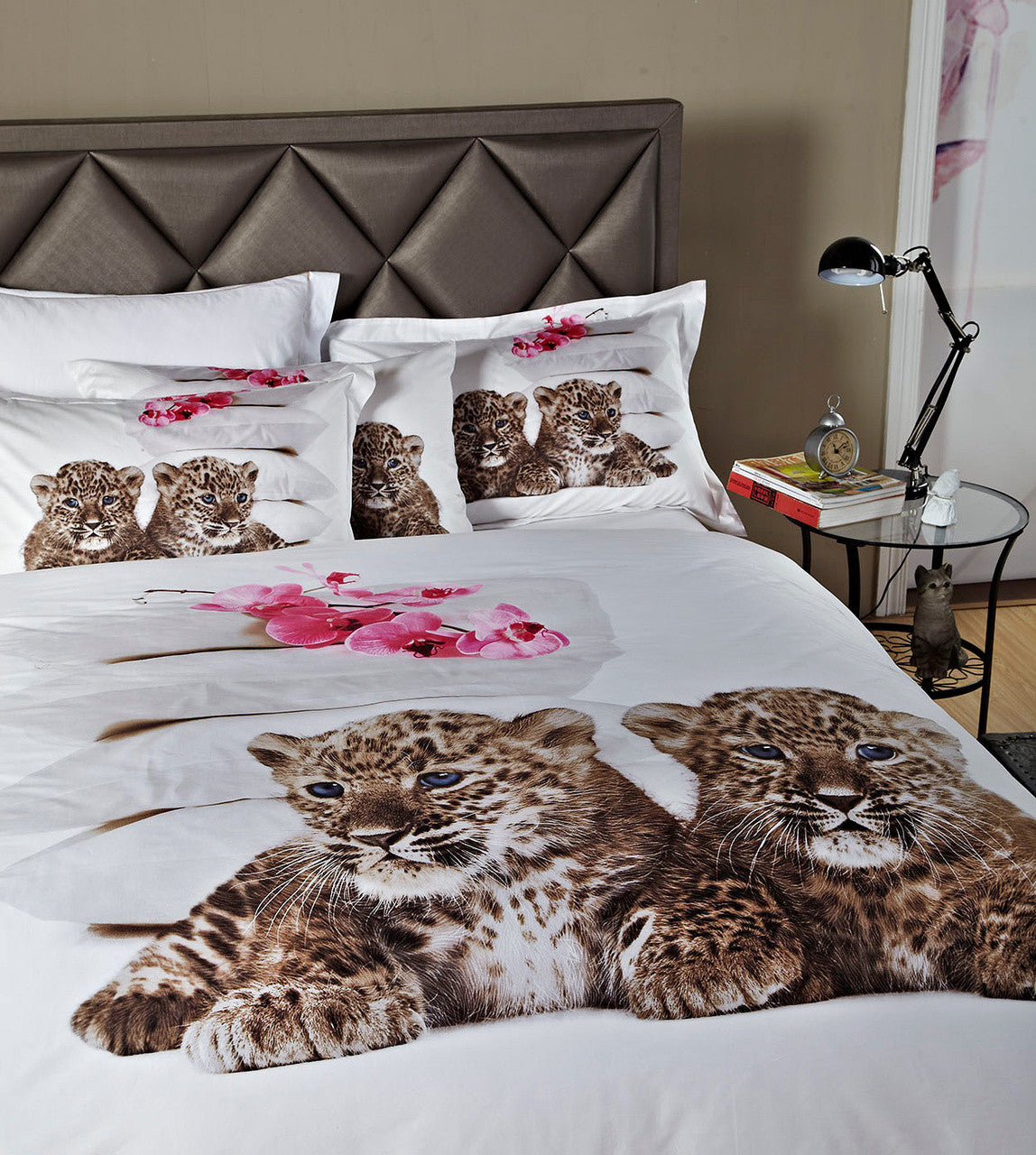 Dolce Mela 100% Cotton Bedding Duvet Cover Sheet Set - Baby Leopards Print