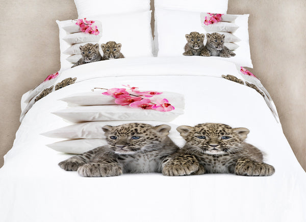 Dolce Mela 100% Cotton Bedding Duvet Cover Sheet Set - Baby Leopards Print - Gifts for You 'n Me