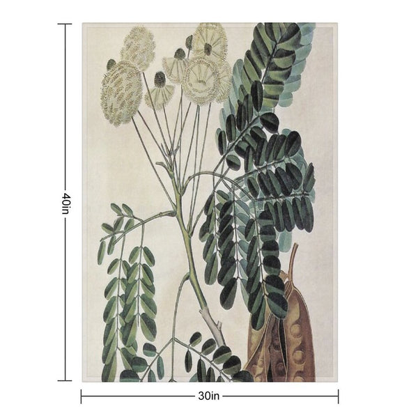 Acacia Vintage Botanical Print All-season Throw Blanket