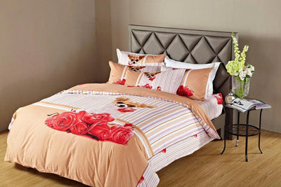 Dolce Mela 100% Cotton Bedding Duvet Cover Sheet Set - Dog Print