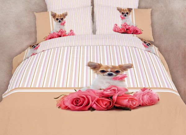 Dolce Mela 100% Cotton Bedding Duvet Cover Sheet Set - Dog Print - Gifts for You 'n Me