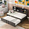 Metal Twin Size Daybed with Twin Size Trundle  Storage Shelves and USB Ports  Black - GX001118AAB