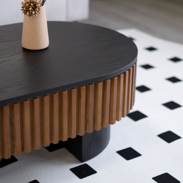 French Inspired Elliptical Living Room Coffee Table with Hidden Storage