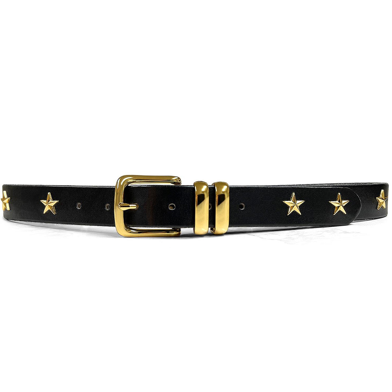 Punk Belt Gold Star Conchos Genuine Leather Casual Dress Belt