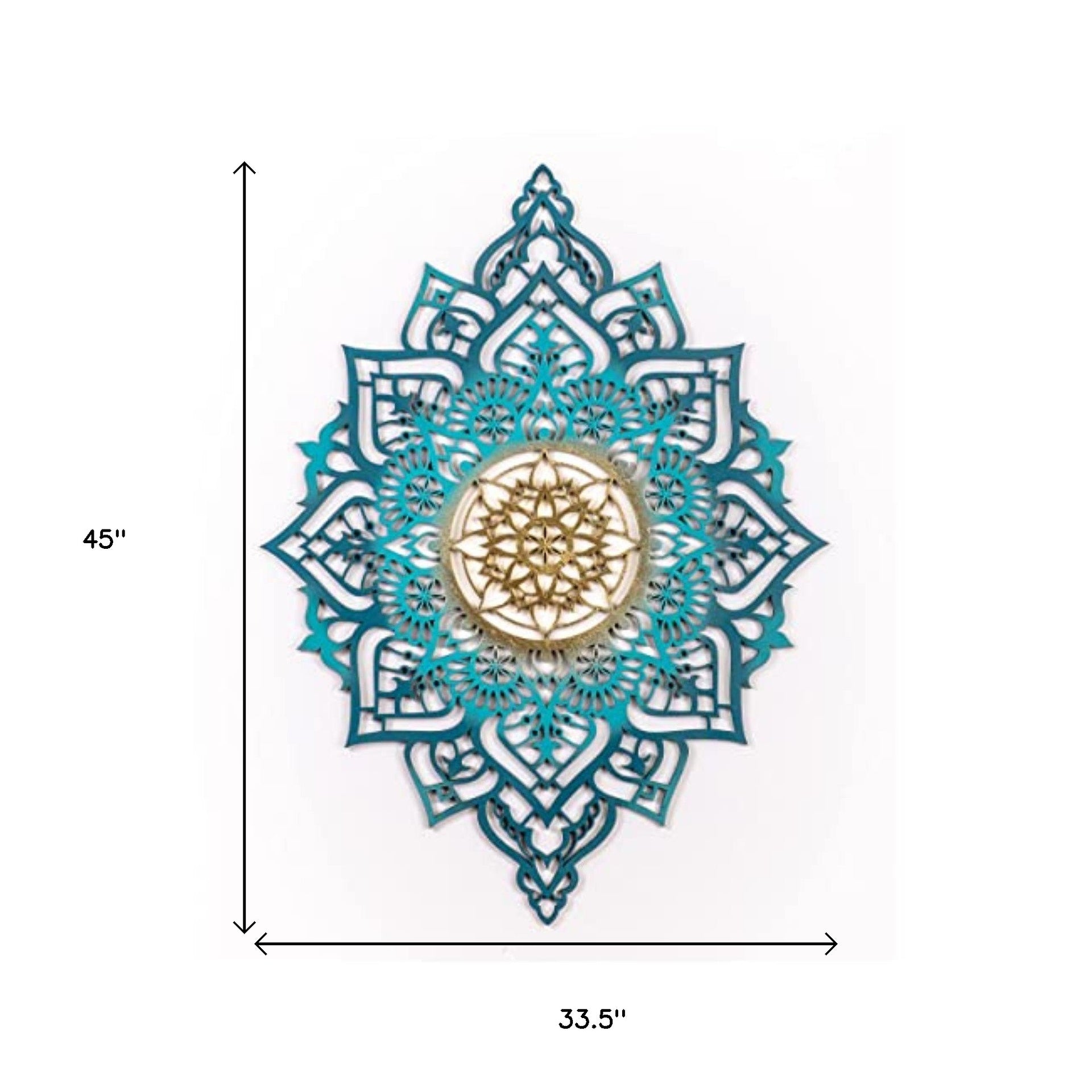 Turquoise And Gold Solid Wood Geometric Shapes Wall Decor