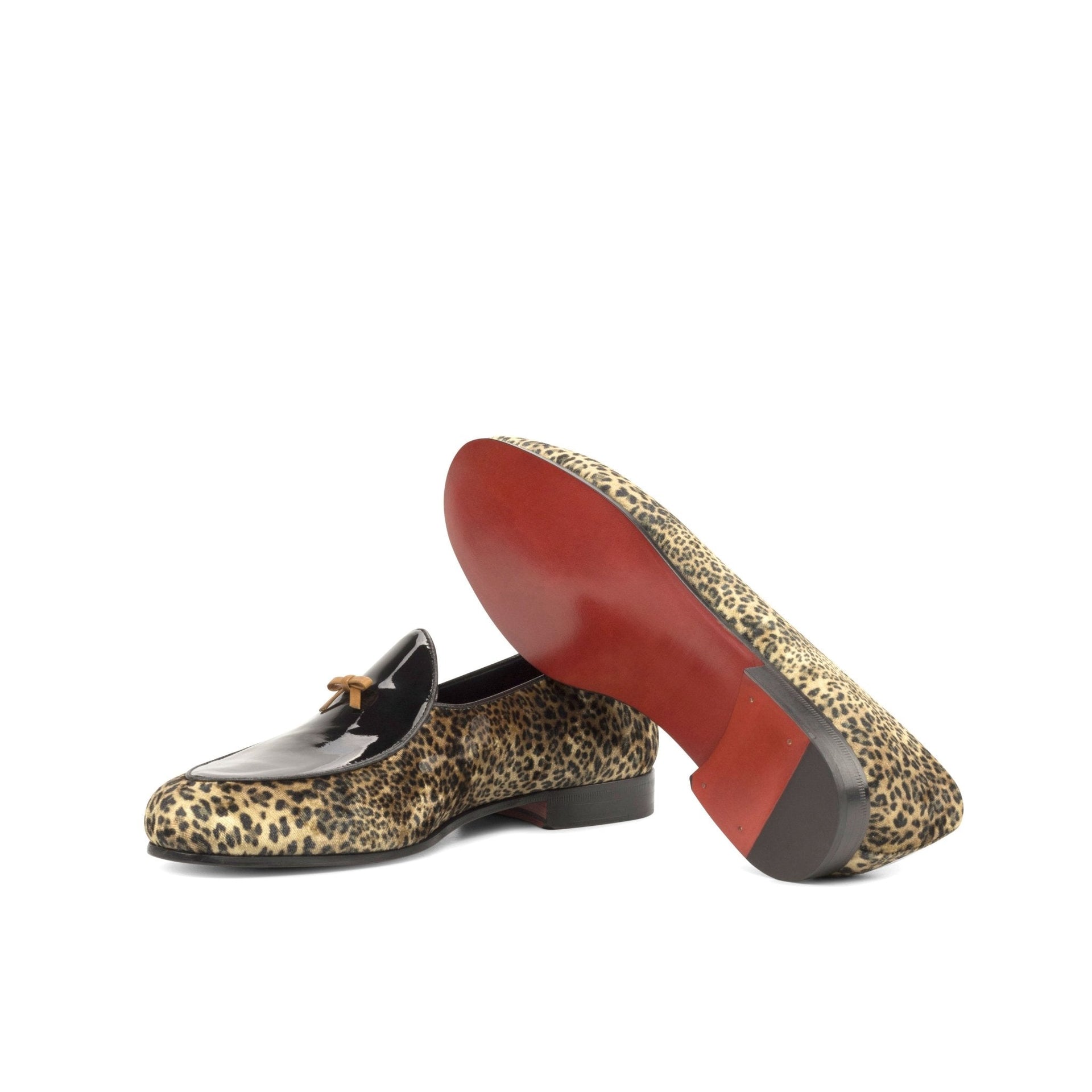 Erna2 - leopard print Belgian loafers. Patent + suede leather