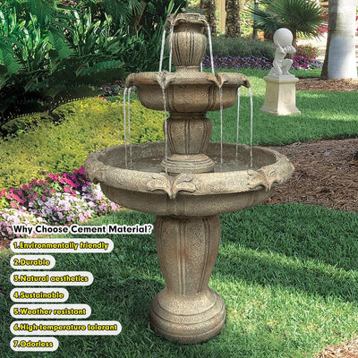 Concrete 3 Tier Water Fountain Large Estate