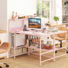 48 Inch Computer Desk with Power Outlets and Storage Shelves-Pink