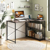 48 Inch Reversible L Shaped Computer Desk with Adjustable Shelf-Gray