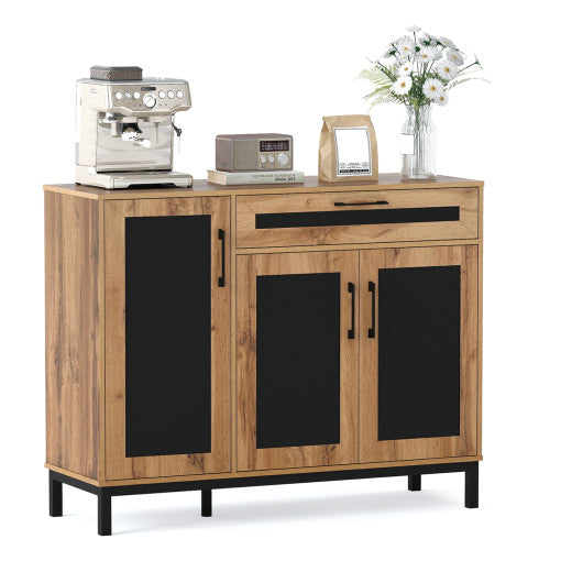 48 Inch Sideboard Buffet Cabinet with Drawer and Metal Legs-Natural