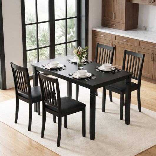 48-Inch Wooden Dining Table for 4 People Rectangular Kitchen Table with Rubber Wood Legs-Black