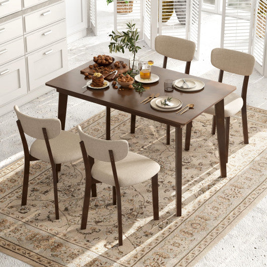 48 Inch Wooden Dining Table with Rubber Wood Legs for 4 People-Brown
