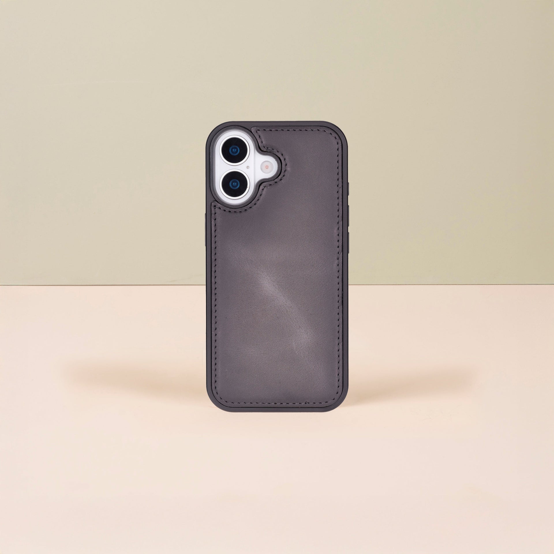 Leathere iPhone 17 Wallet Case – Gray - New York