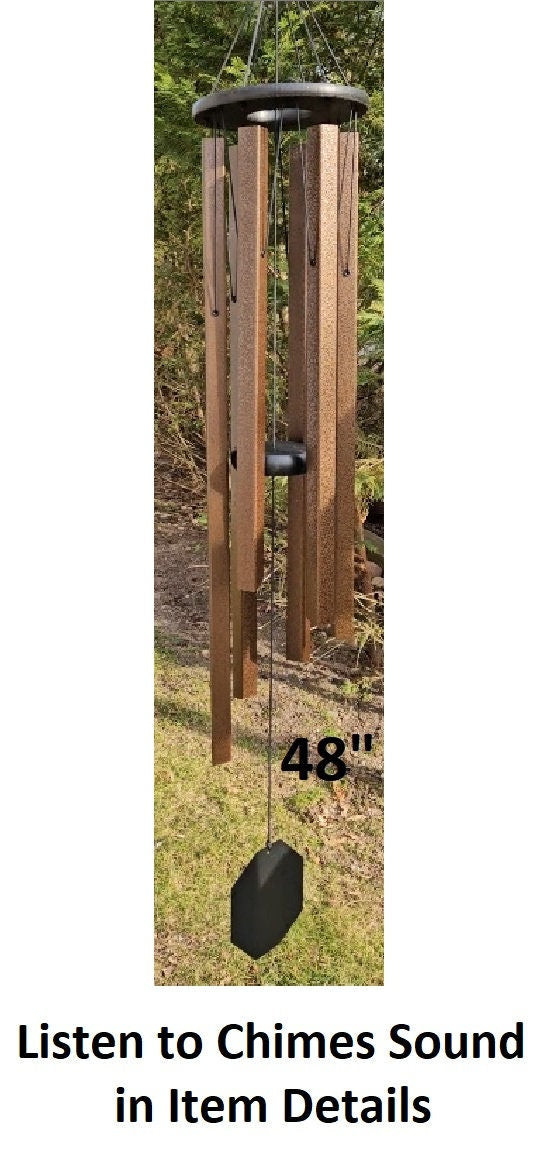 Amish handmade Wind Chimes 48”–80” – Square Aluminum Deep Tone Outdoor Chimes for Meditation & Garden Ambience