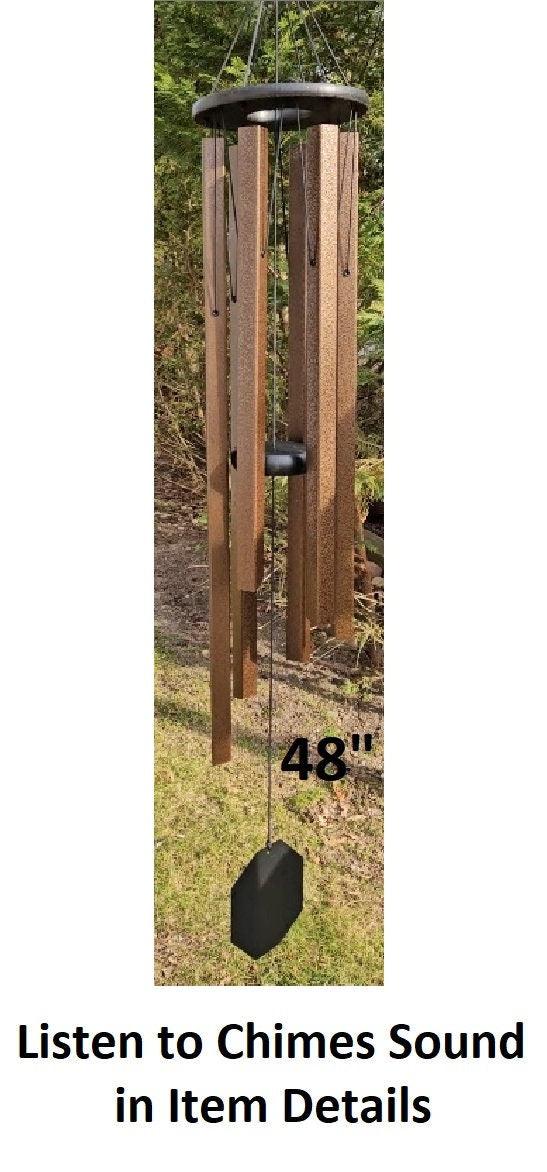 Amish handmade Wind Chimes 48”–80” – Square Aluminum Deep Tone Outdoor Chimes for Meditation & Garden Ambience