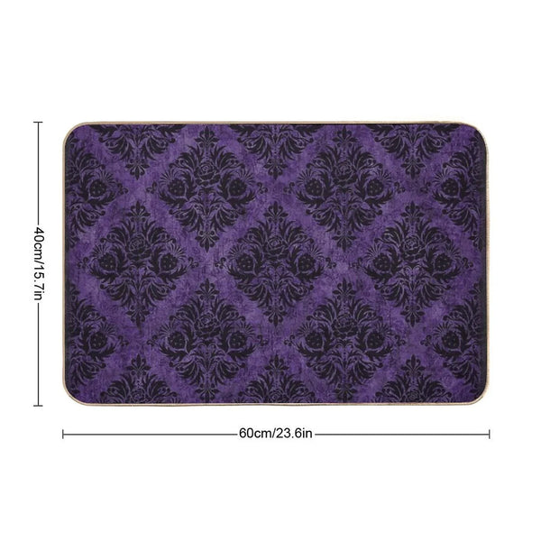 Gothic Damask Purple Bath Mat