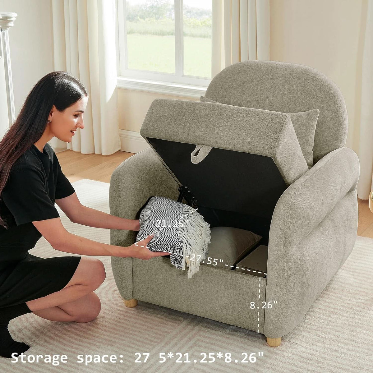 33Point5Inch Modern Reading Chair With HiddenStorage