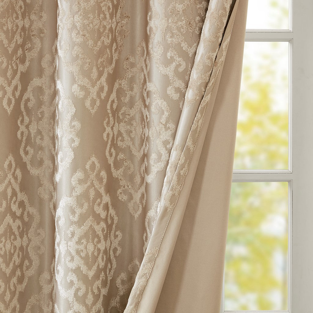 Mirage Knitted Jacquard Damask Total Blackout Grommet Top Curtain Panel by SunSmart