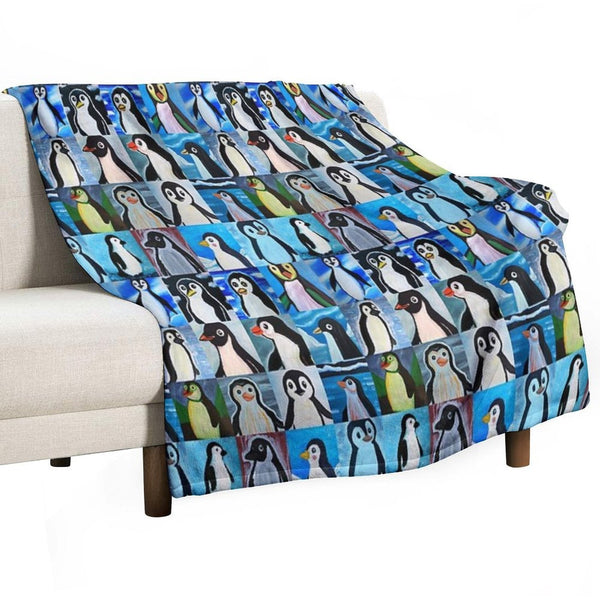 Penguins (Tiled Pattern) Velvety-soft Throw Blanket
