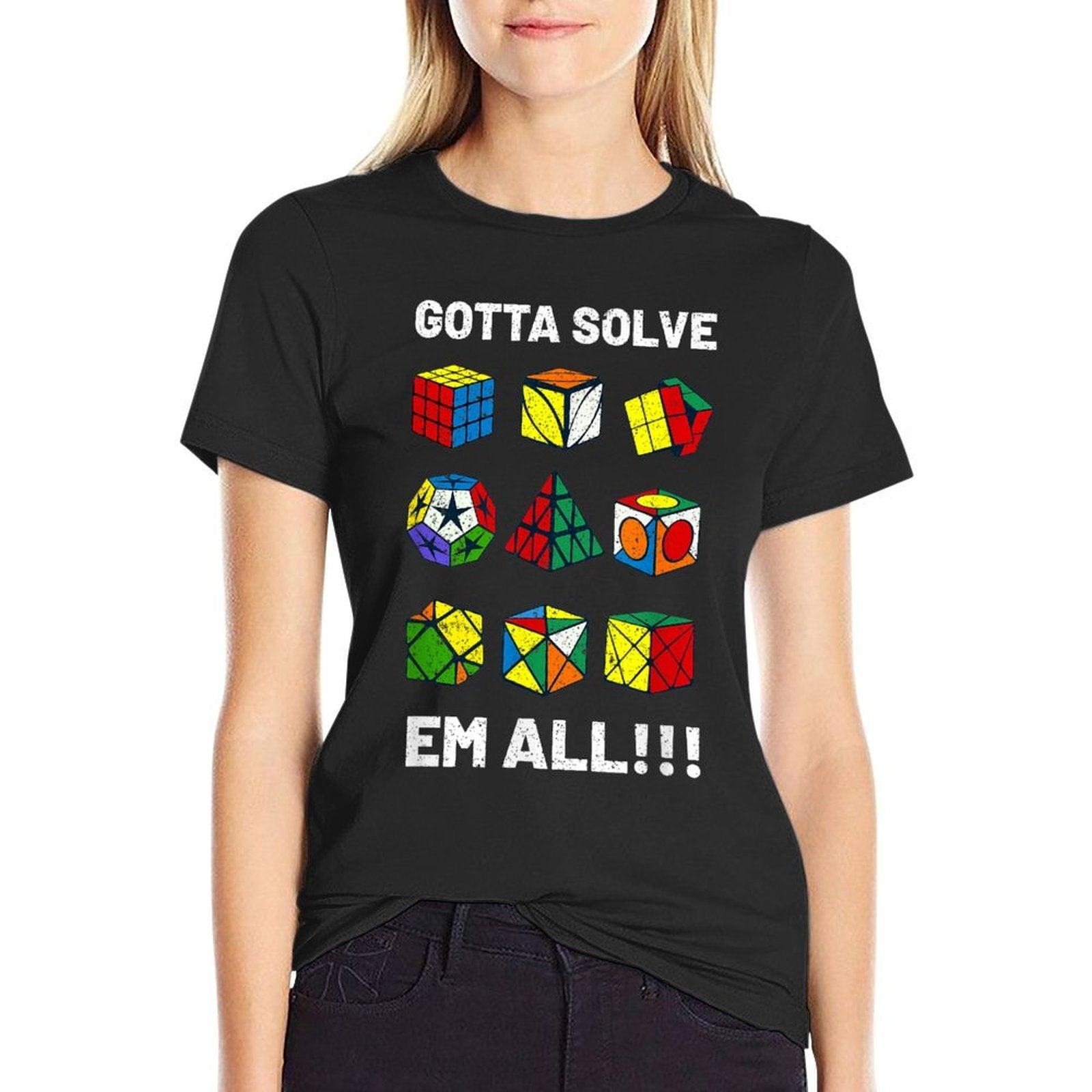 Competitive Puzzle Cube Gotta Solve Em All Speed Cubing  Tagless Design T-Shirt