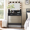 Vanity Desk with Mirror and Lights, Large Drawer and 2-Level Storage, Adjustable Brightness