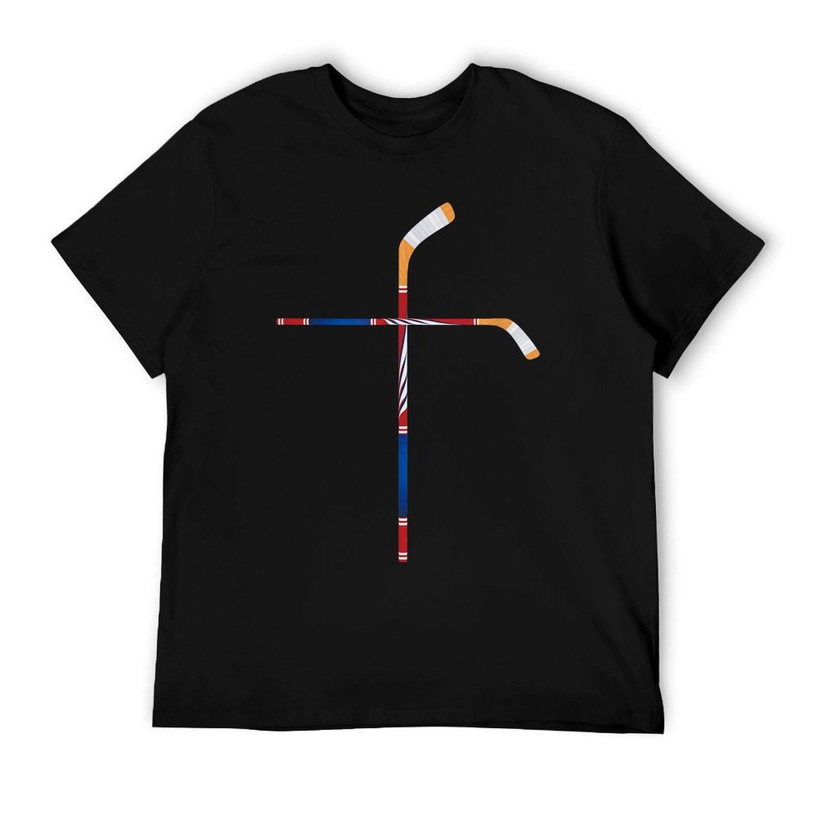 Christian Ice Hockey Sticks Cross Faith Sports T-Shirt