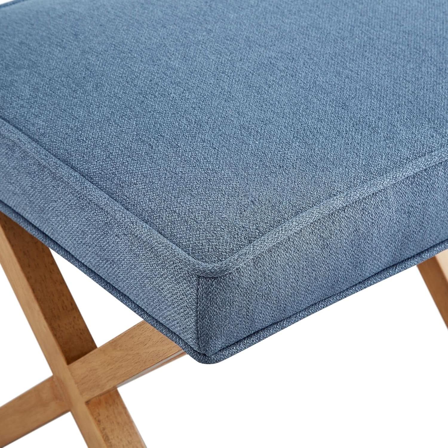 Indigo Blue Upholstered Ottoman Foot Stool 20Wx18Dx18H