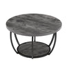 Coffee Table, Modern Round Coffee Table, 2 Tiers Wooden Circle Center Desk With Open Storage, Minimalist Sturdy Metal Frame Accent End Desk For Living Room, Office, Easy Assembly, Grey