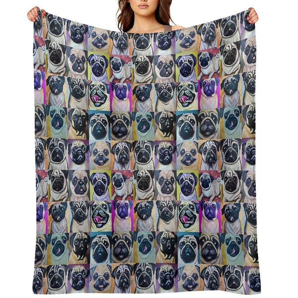 Pugs (Tiled Pattern) Eco-conscious Throw Blanket