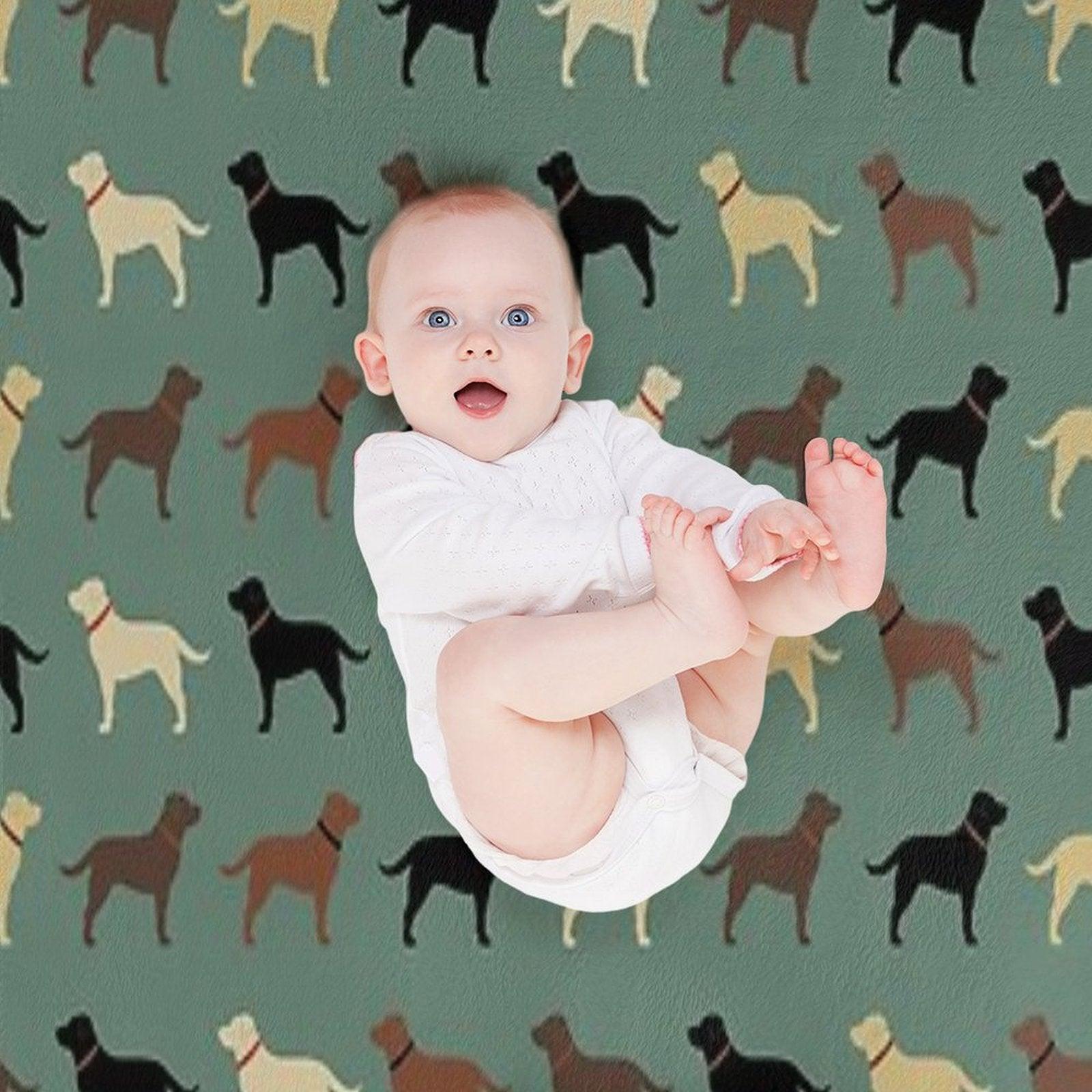 Labrador Retriever Dog Silhouettes Pattern with Chocolate, Yellow, Red And Black Labs Throw Blanket
