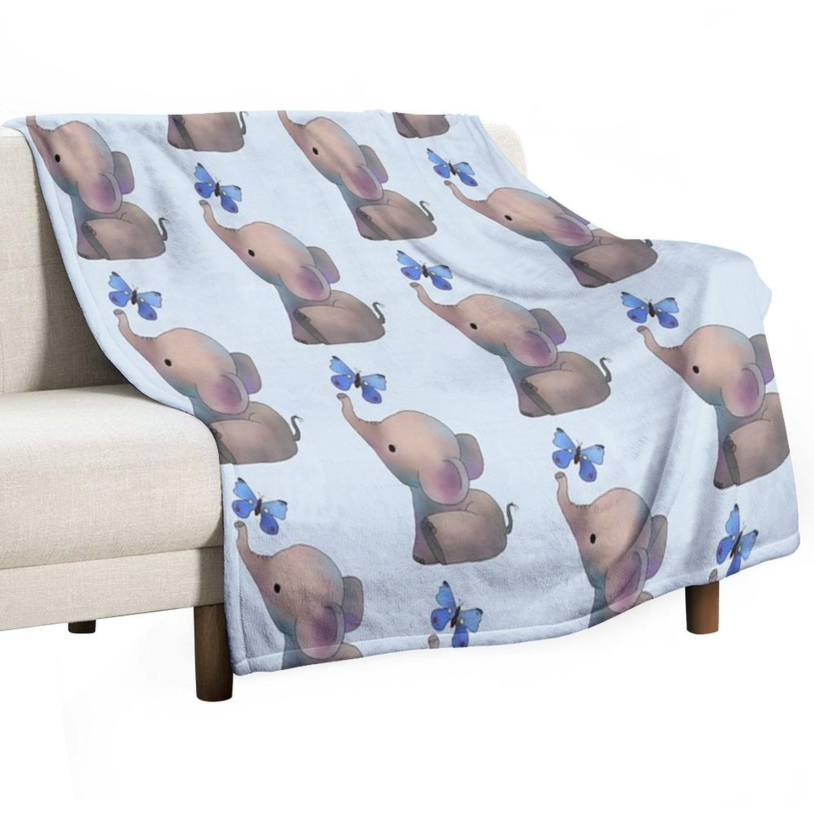 Elephant with A Butterfly Gift-ready Throw Blanket
