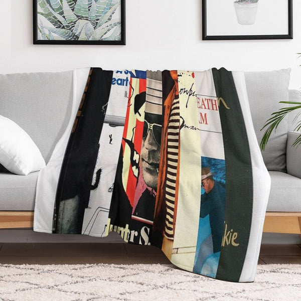 Hunter S Thompson - Abstract Book Cover Print - Literary Gift Quick-dry Throw Blanket