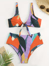 Colorplay Curve V-Neck Bikini Set for Summer – Flattering Colorblock Two-Piece Swimwear with Adjustable Tie Front High Waist & High Cut Design – Ultra-Stretchy and Comfortable Women's Beachwear for Pool Resort and Vacation