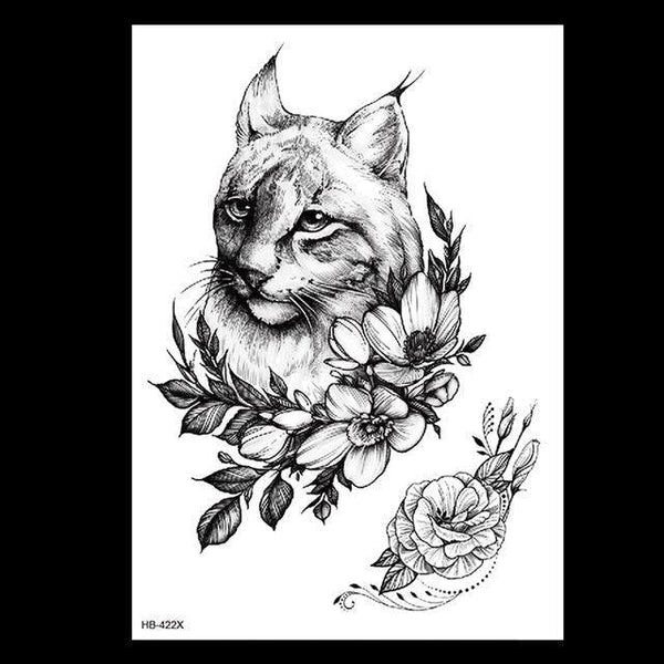 49 Sheets Waterproof Temporary Black Sketches Flowers Tattoo Stickers Flower Rose Tattoos For Women Adults