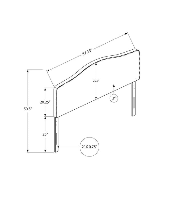 Beige Linen Blend Upholstered Arched Full Headboard With Nail Head Trim