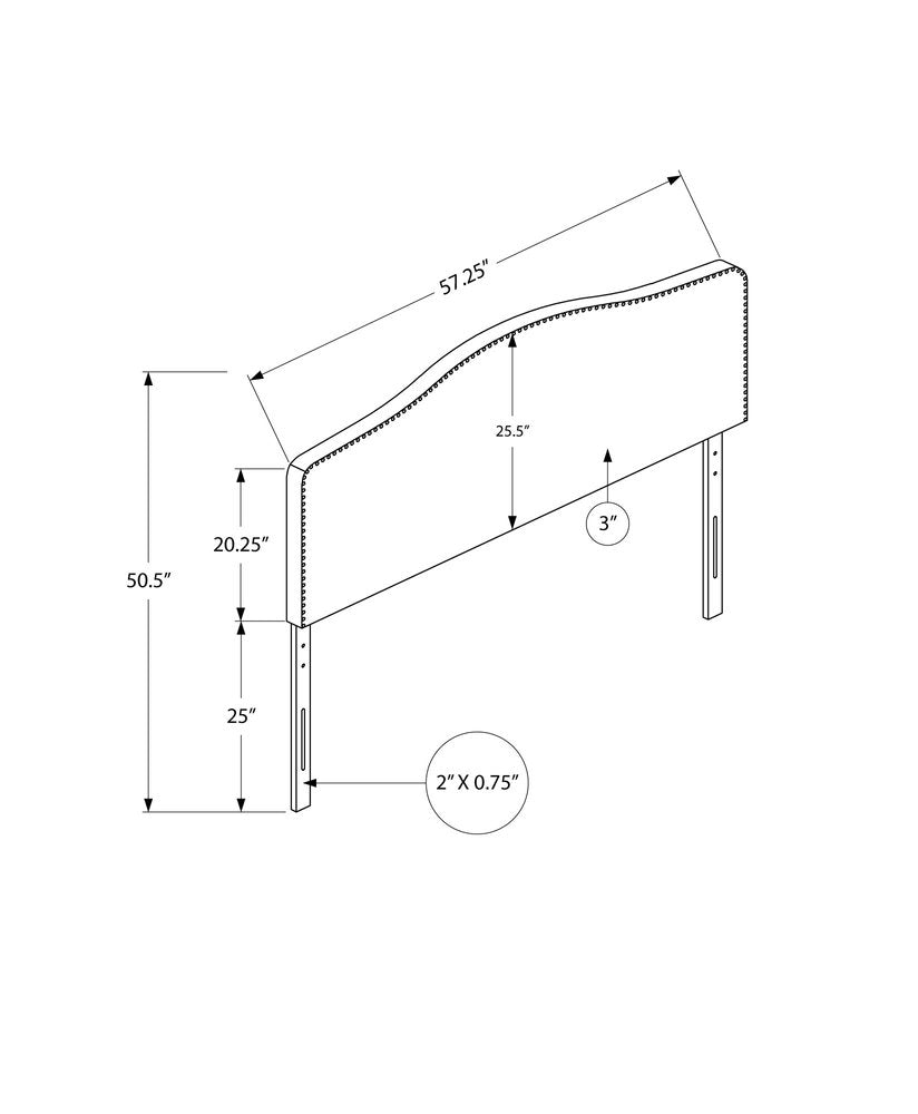 Gray Linen Blend Upholstered Arched Full Headboard With Nail Head Trim