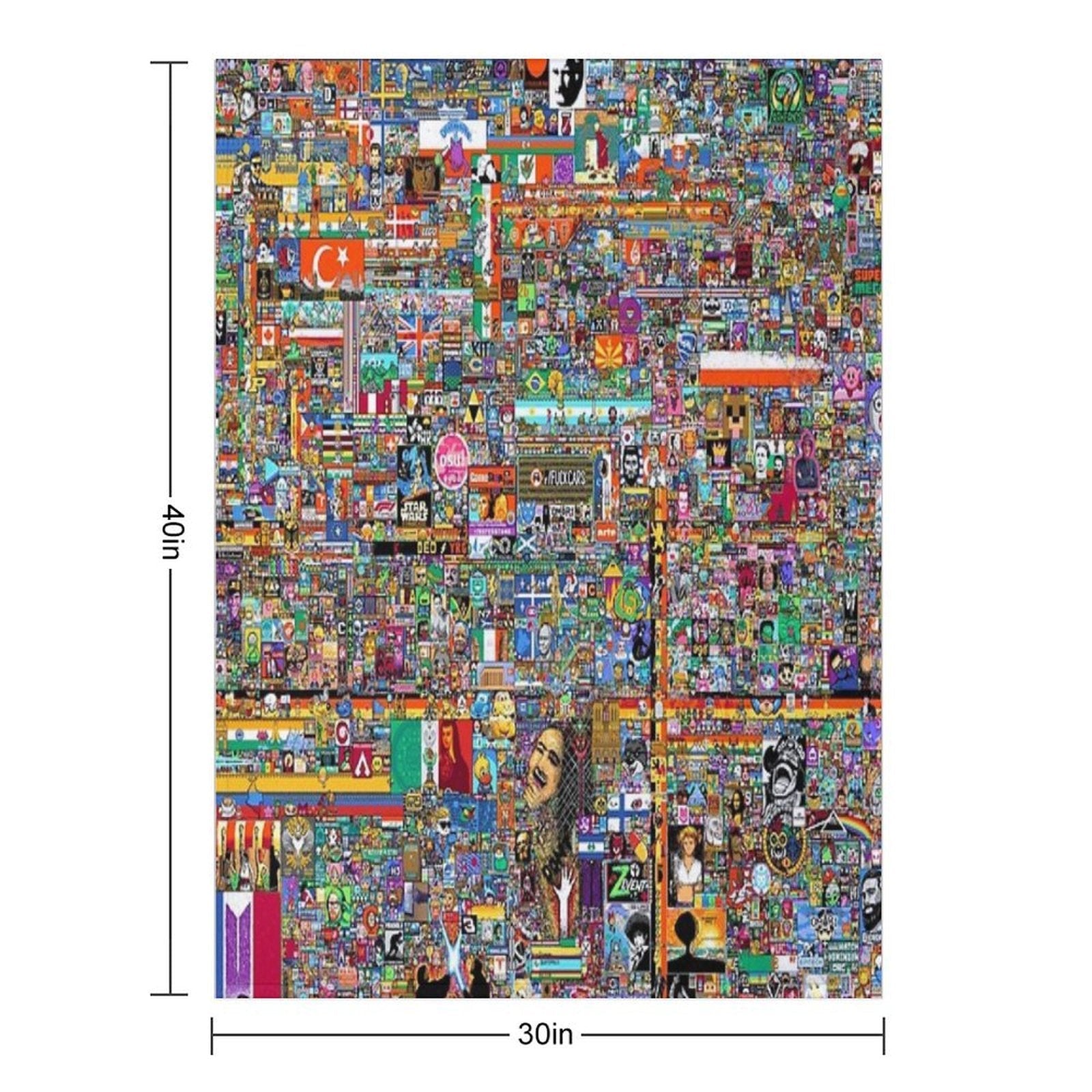 R Place Pixel Art Travel-friendly Throw Blanket