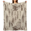 Antique Victorian Animals Brown Beige Toile Anti-pilling Throw Blanket