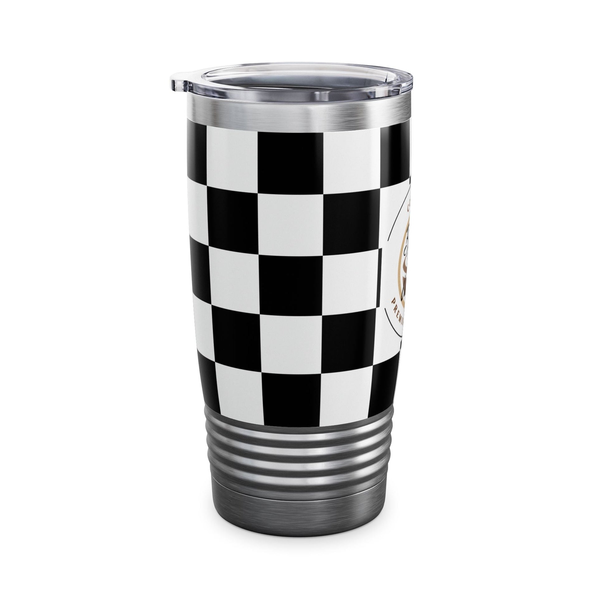 Chic Checker Print Tumbler, 20oz | Stylish Travel Mug | Coffee Lover Gift | Black & White Drinkware | Premium Quality Coffee Mug