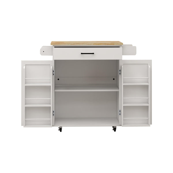 Kitchen island rolling trolley cart with 1 drawer & 2 doors with storage racks & Adjustable Shelves & towel rack