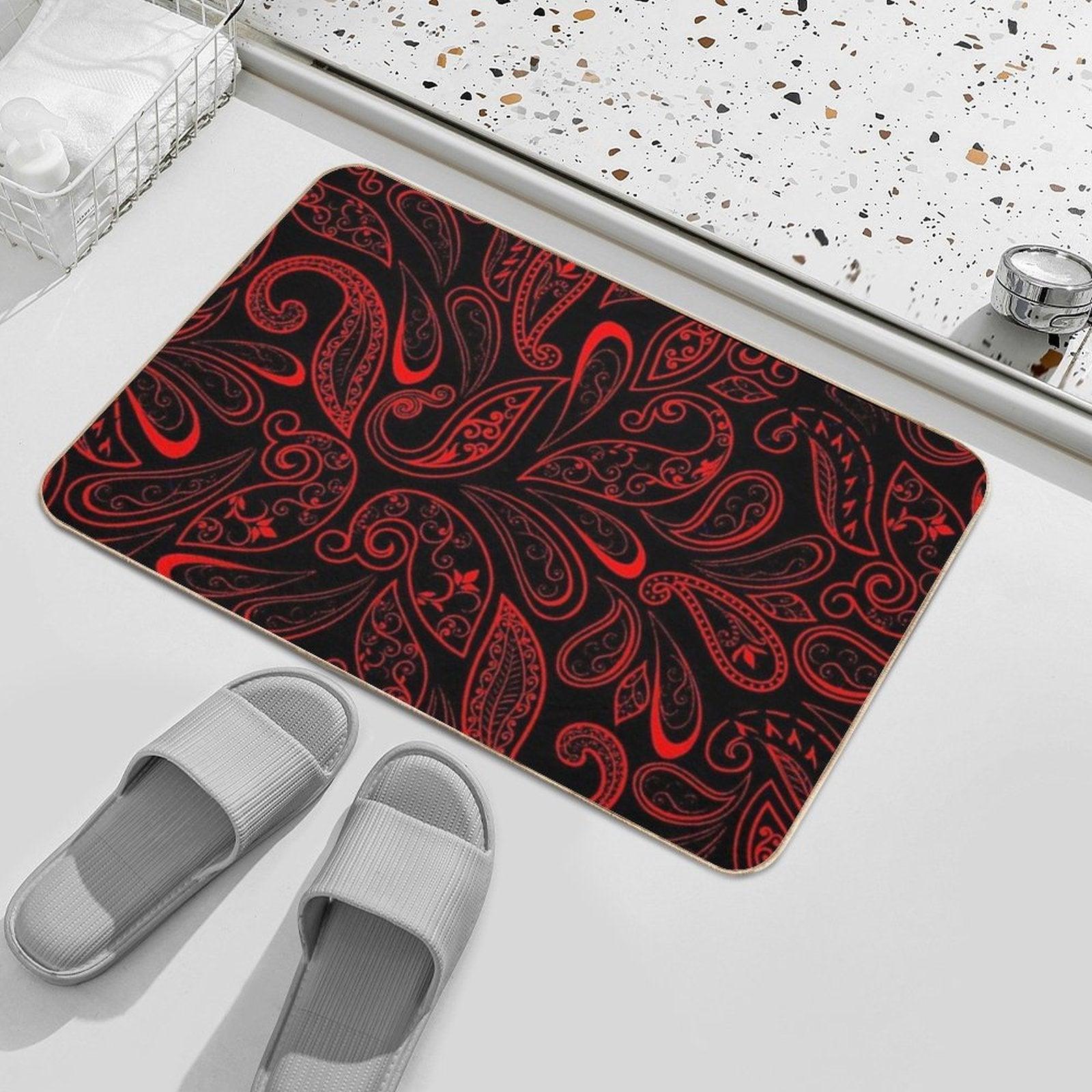 Color Red And Black RED BLACK PATTERN Bath Mat