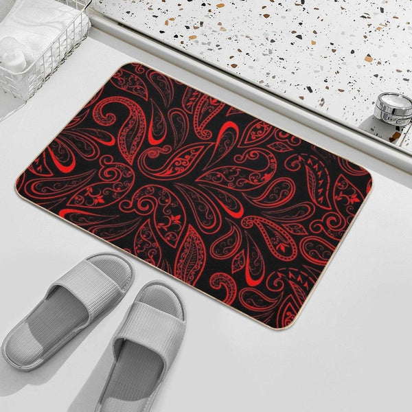 Color Red And Black RED BLACK PATTERN Bath Mat
